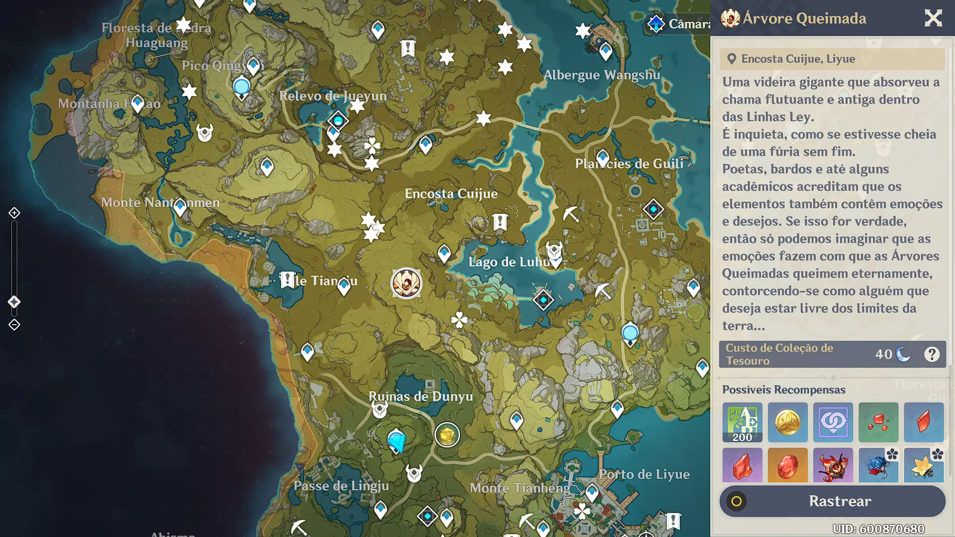 Localização de Xamã do Ritual Pyro no mapa oficial de Genshin Impact