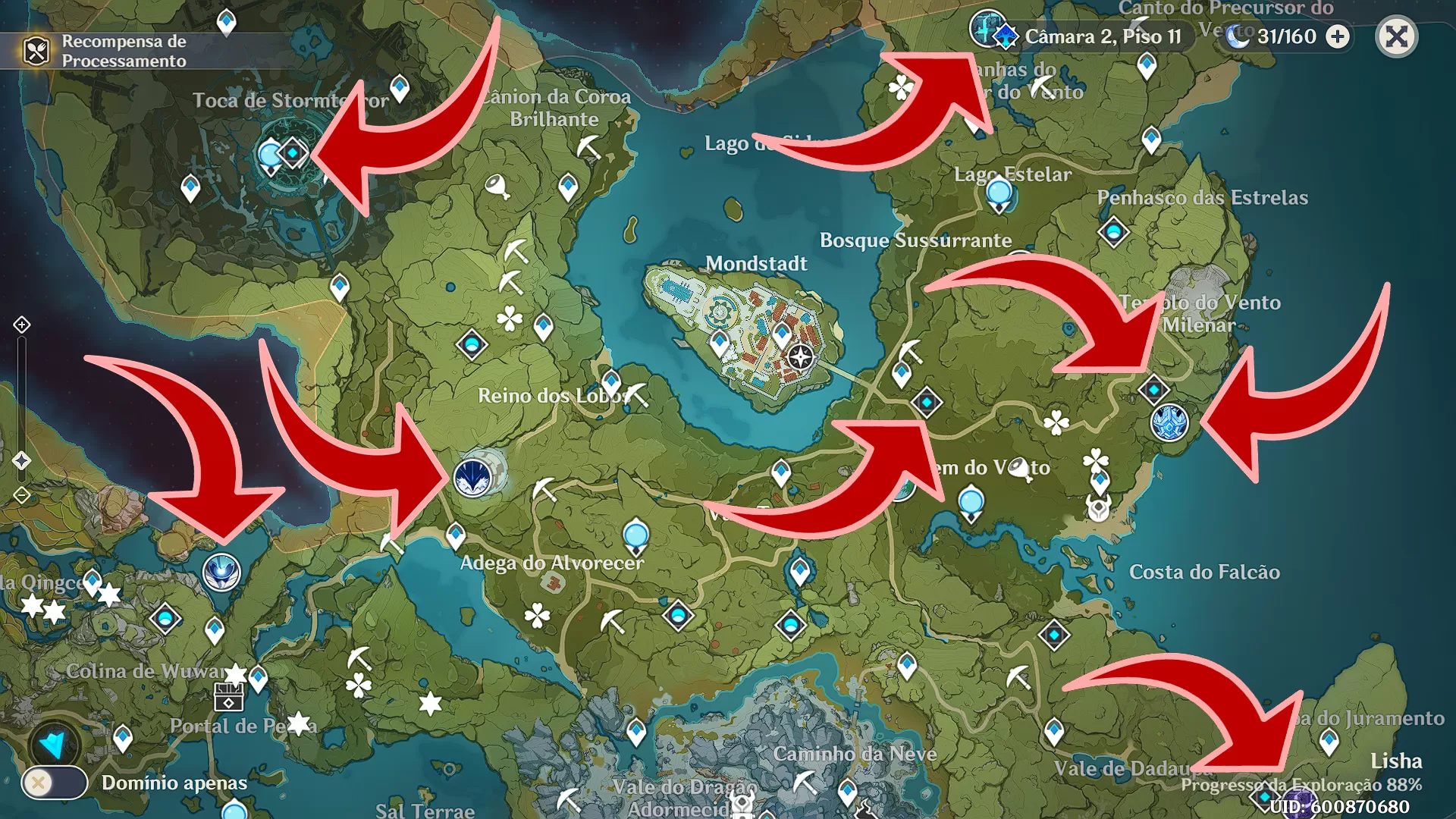 Localização de Berserker no mapa oficial de Genshin Impact