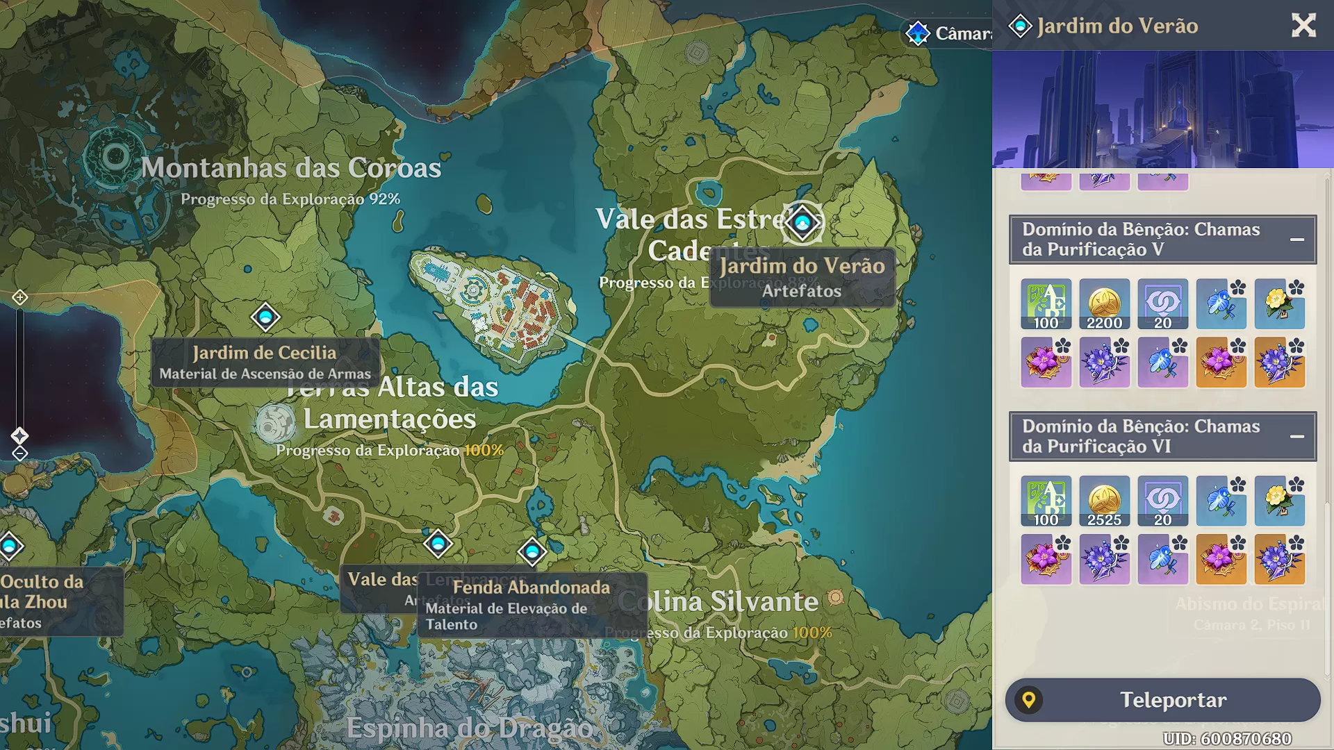 Localização de Lançador de Trovões no mapa oficial de Genshin Impact